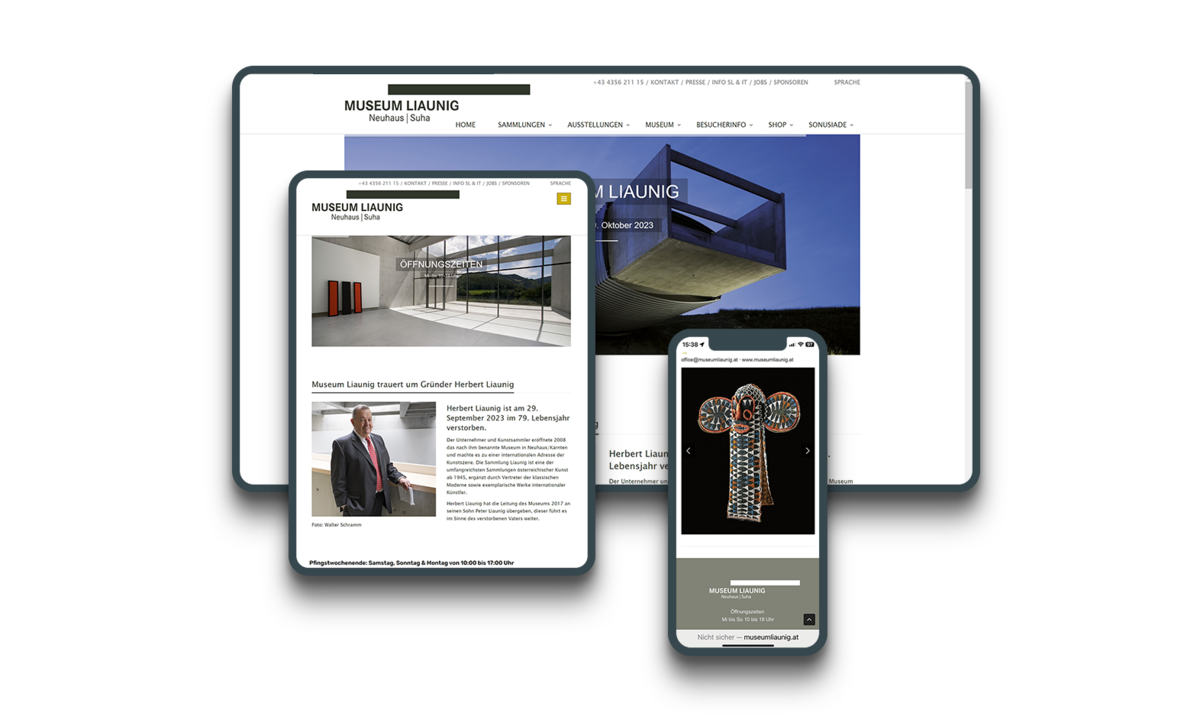Screenshot der Museum Liaunig Website Screenshot der Museum Liaunig Website