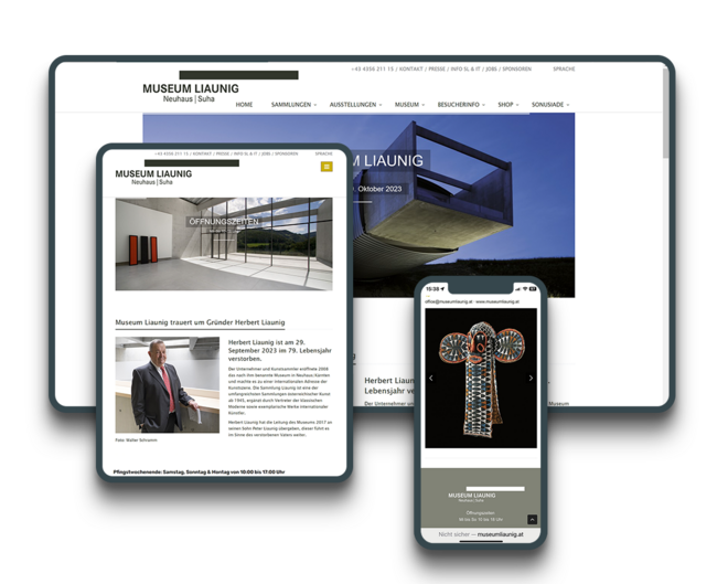 Screenshot der Museum Liaunig Website