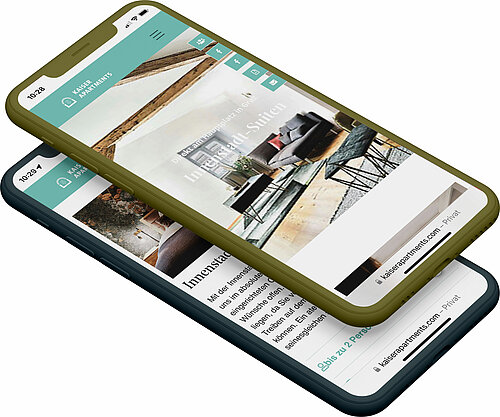 Screenshot der mit TYPO3 erstellten Kaiserapartment Website Screenshot der Kaiserapartment Website