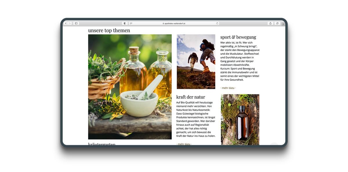 Screenshot Apotheke Waltendorf Website Screenshot Apotheke Waltendorf Website
