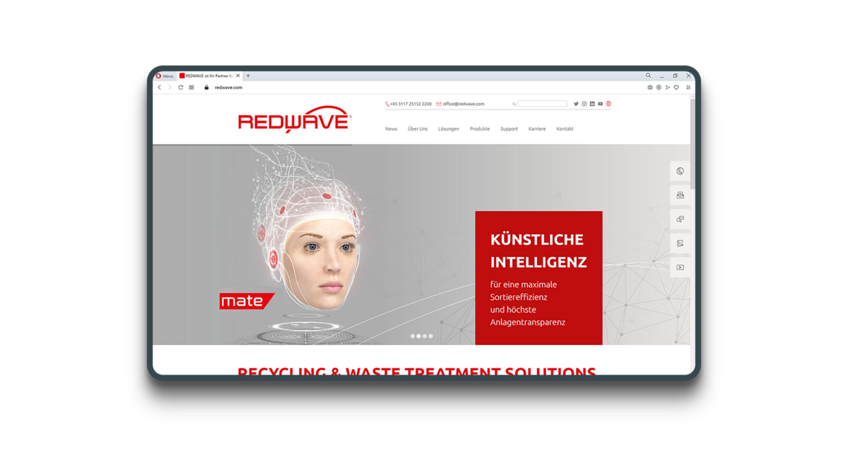 Screenshot der REDWAVE Website Screenshot der REDWAVE Website