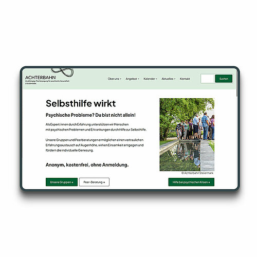 Screenshot der Startseite der Achterbahn Steiermark Website auf einem Tablet.