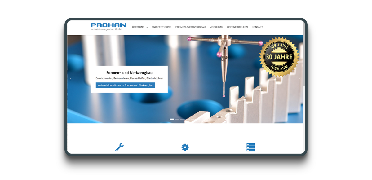 Screenshot der PROHAN Website Screenshot der PROHAN Website