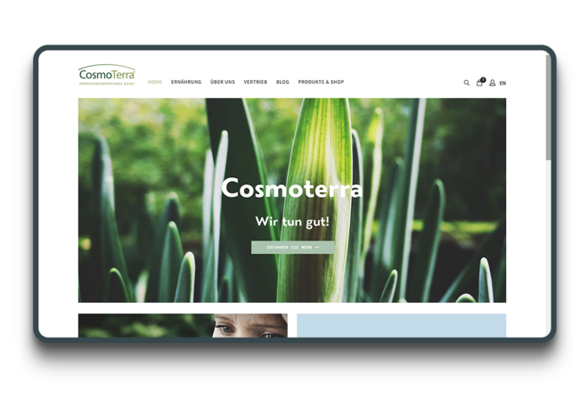 Screenshot der Cosmoterra Website Screenshot der Cosmoterra Website