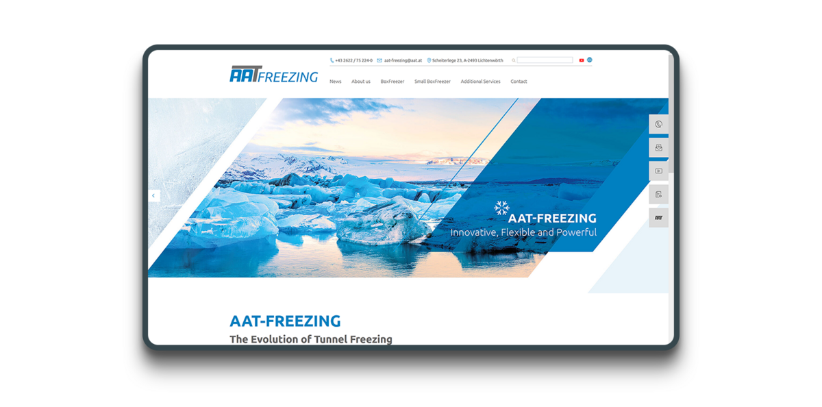 Screenshot der AAT Freezing Website Screenshot der AAT Freezing Website