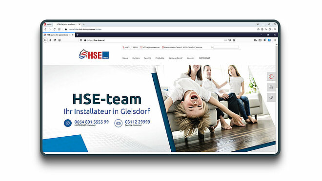 Screenshot der WEbsite HSE Teams