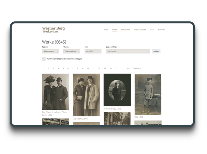 Bildachivierungsystem / Werksverzeichnis / Werkschau Werner Berg Listenansicht Bildachivierungsystem / Werksverzeichnis / Werkschau Werner Berg Listenansicht