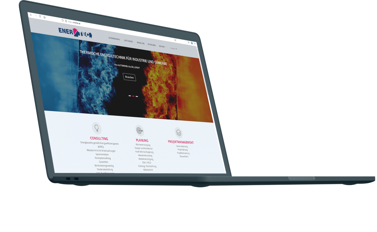 Screenshot der mit dem NEOS CMS erstellten Website der Firma ENERTEC Screenshot der ENERTEC Website