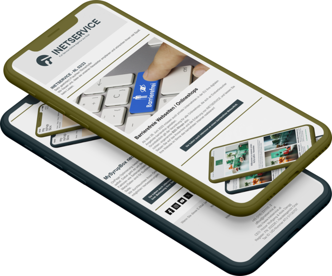 Darstellung eines Inetservicenewsletters auf einem Samrtphone