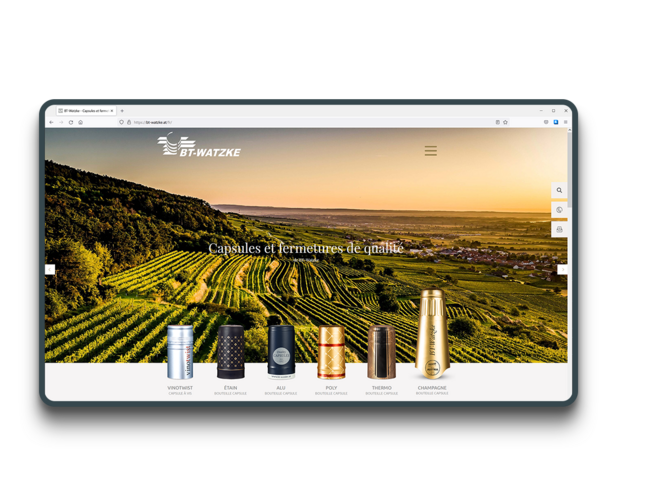 BT-Watzke Website erstellt mit dem CMS TYPO3 Screenshot in einem Tablet der BT-Watzke Website.