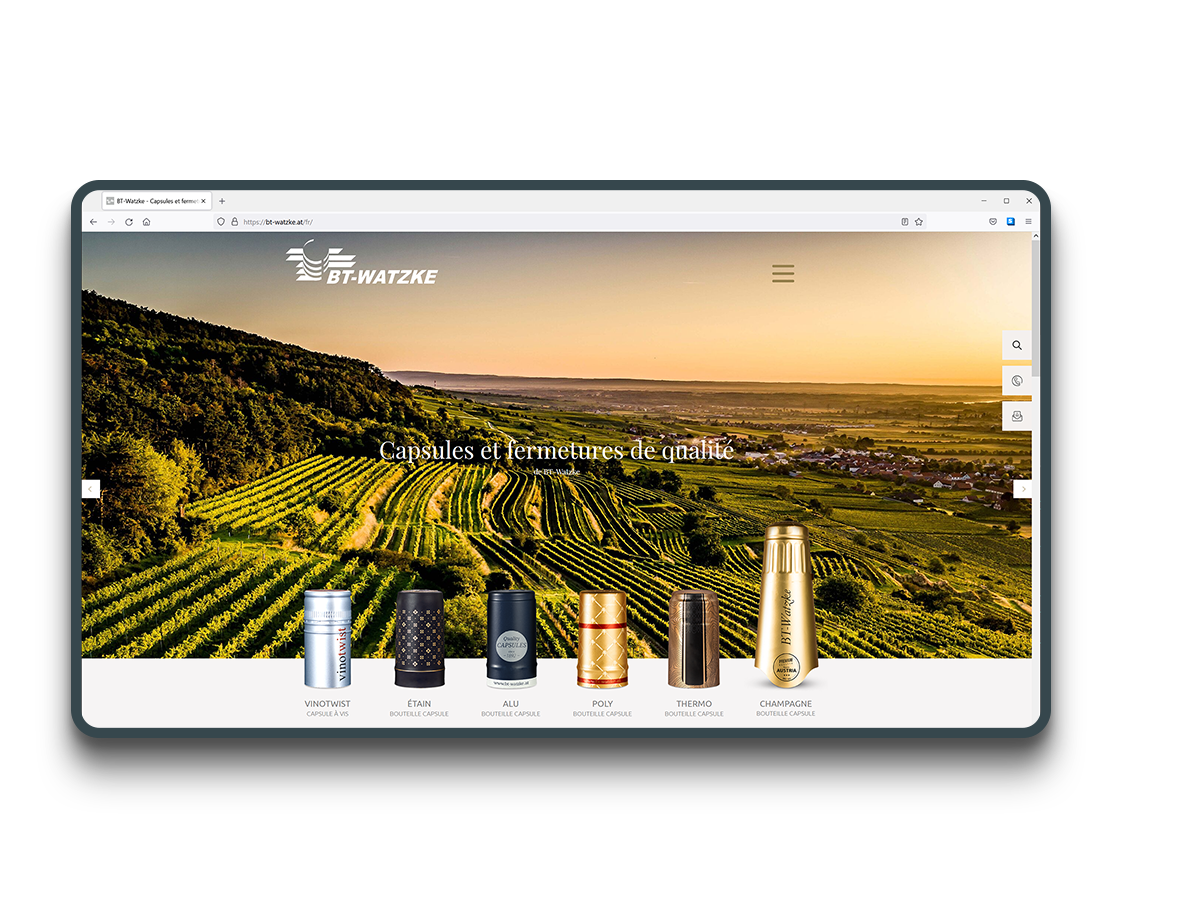Screenshot in einem Tablet der BT-Watzke Website.